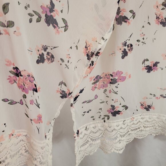 Mason & Belle XXL Open Flowy Kimono cover Up LONG Lace feminine Sheer robe EUC - Picture 3 of 9